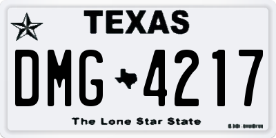 TX license plate DMG4217