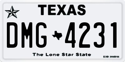TX license plate DMG4231
