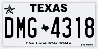 TX license plate DMG4318