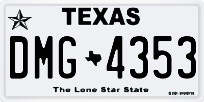 TX license plate DMG4353