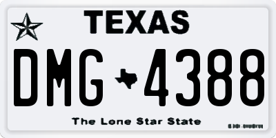 TX license plate DMG4388