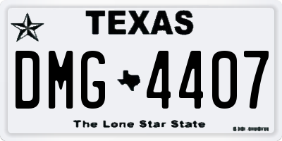 TX license plate DMG4407