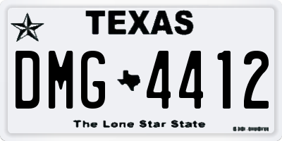 TX license plate DMG4412