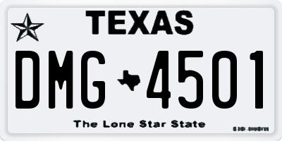 TX license plate DMG4501