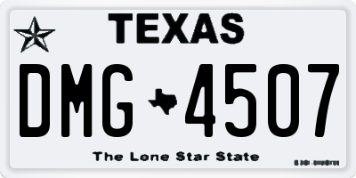 TX license plate DMG4507