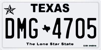 TX license plate DMG4705