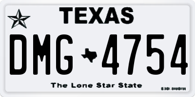 TX license plate DMG4754