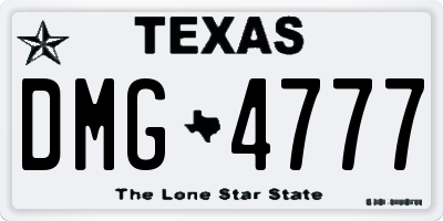 TX license plate DMG4777