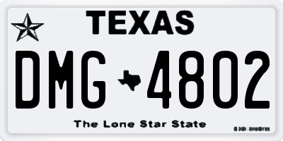 TX license plate DMG4802