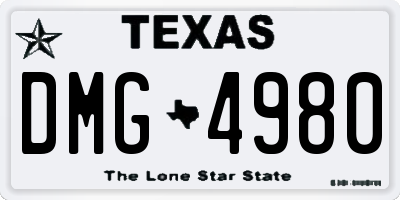 TX license plate DMG4980
