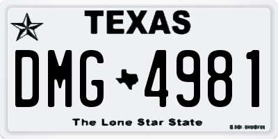 TX license plate DMG4981