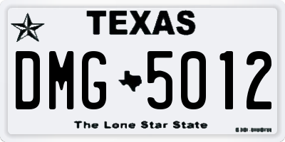 TX license plate DMG5012