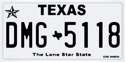TX license plate DMG5118