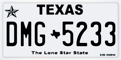 TX license plate DMG5233