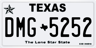 TX license plate DMG5252