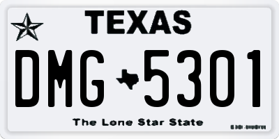 TX license plate DMG5301