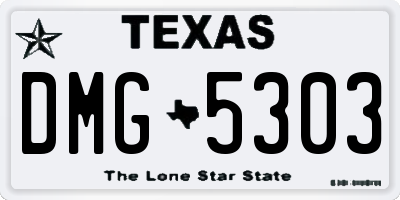 TX license plate DMG5303