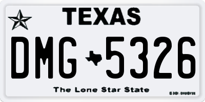 TX license plate DMG5326