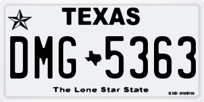 TX license plate DMG5363