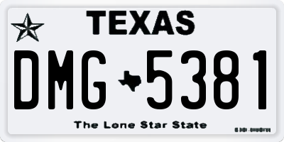 TX license plate DMG5381