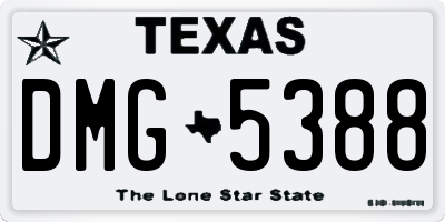 TX license plate DMG5388