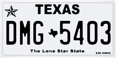 TX license plate DMG5403