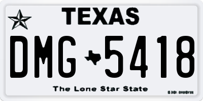 TX license plate DMG5418
