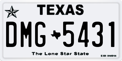 TX license plate DMG5431