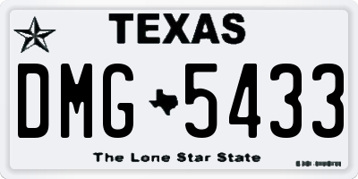 TX license plate DMG5433
