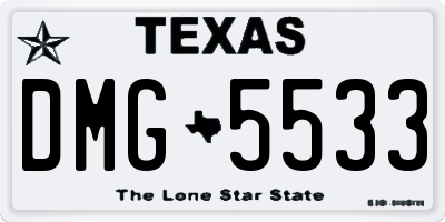TX license plate DMG5533