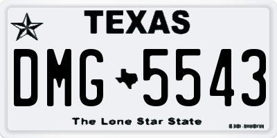 TX license plate DMG5543