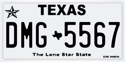 TX license plate DMG5567
