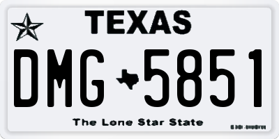 TX license plate DMG5851