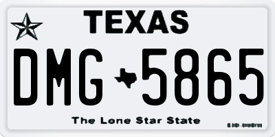 TX license plate DMG5865