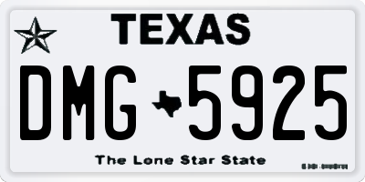 TX license plate DMG5925