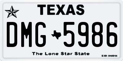 TX license plate DMG5986