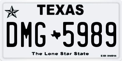 TX license plate DMG5989