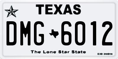 TX license plate DMG6012