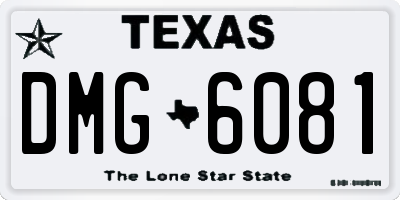 TX license plate DMG6081