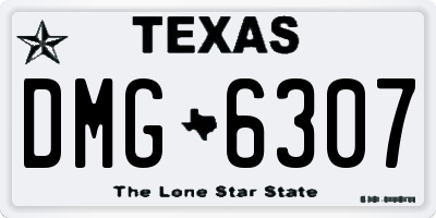 TX license plate DMG6307