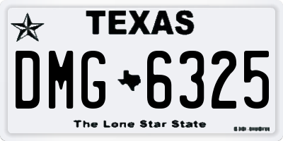 TX license plate DMG6325