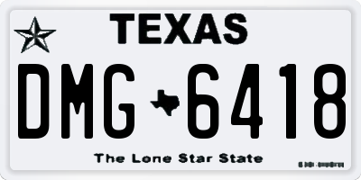 TX license plate DMG6418