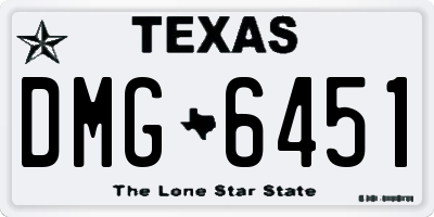 TX license plate DMG6451