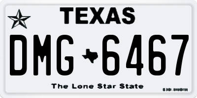 TX license plate DMG6467