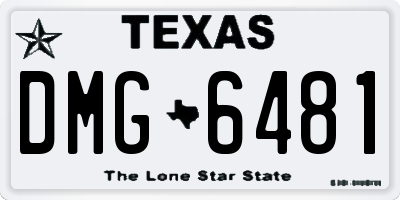 TX license plate DMG6481