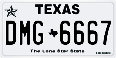 TX license plate DMG6667