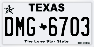 TX license plate DMG6703
