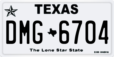 TX license plate DMG6704