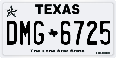 TX license plate DMG6725