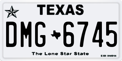 TX license plate DMG6745
